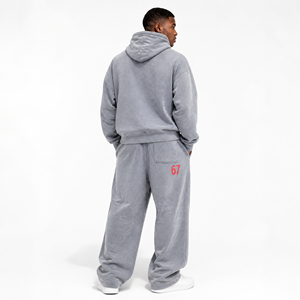 Ensemble sweat-shirt et pantalon à capuche brodés pour homme, 100 % coton, séchage rapide, logo brodé personnalisé - Product Image 2