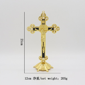 Crucifix debout en métal, croix de prière, croix de 21cm, artisanat gothique, plaqué or, nouvelle collection 2023 - Product Image 3