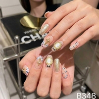 Ongles artificiels faits à la main, forme amande, couvrance totale, 10 pièces avec colle pour doigts