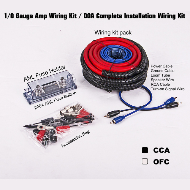 0 GA Car Amp&Speaker Stereo Audio Installation Cable Amp Wiring Kits 0 AWG Amplifier Installation for Kit Car Audio