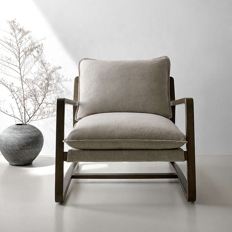 High quality home indoor furniture wood leather lounger chair hotel living room accent chair