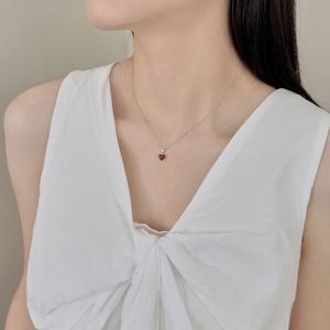 Dylam Exclusive <b>Statement</b> <b>Necklaces</b> Fashion Design 925 Silver Link Chain 5A Cubic Zirconia Red Agate Love Pendant <b>Necklace</b> - Product Image 5