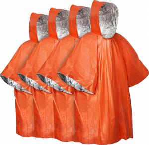 Poncho de survie en mylar, couverture imperméable en film d'aluminium enduit de PE, poncho de pluie d'urgence pour la randonnée, le camping et les activités de plein air - Product Image 2