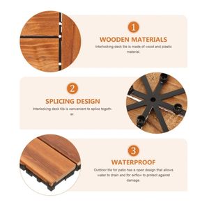 SHENGCHENG Interlocking Wooden Floor Tiles Carbonized Wood <b>Deck</b> Tiles Outdoor Patio Terrace Balcony Flooring - Product Image 6