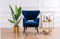 Fauteuil d'appoint modulaire Laynsino de style nordique de luxe, en velours bleu, pour chambre et hôtel
