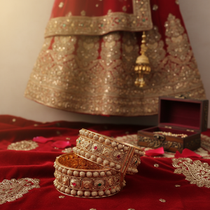 Elegant Openable Pota Stone <b>Bangles</b> <b>Set</b> Sparkling <b>Gold</b> Plated Fine Jewelry for Women Traditional Wedding Collection - Product Image 3