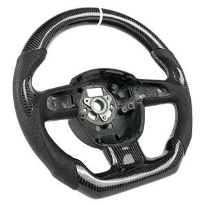 Volant sport en cuir véritable et fibre de carbone compatible avec <span class=keywords><strong>Audi</strong></span> S5 RS5 S3 S4 A3 A4 A5 2017 2018 2019 2021 <span class=keywords><strong>2022</strong></span> 2023 2024 - Product Image 3