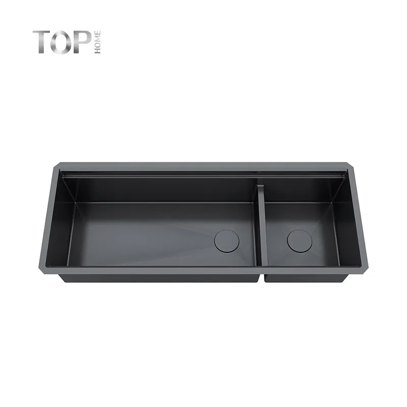 Tamaño personalizado individual doble cuenco negro cocina lavado plato estación de trabajo fregadero