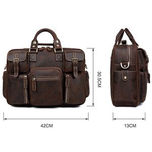 Bolso de viaje de negocios de Abogado de cuero genuino Vintage de fábrica, bolso de trabajo de mensajero, maletín para ordenador portátil de 15 pulgadas para hombres - Product Image 2
