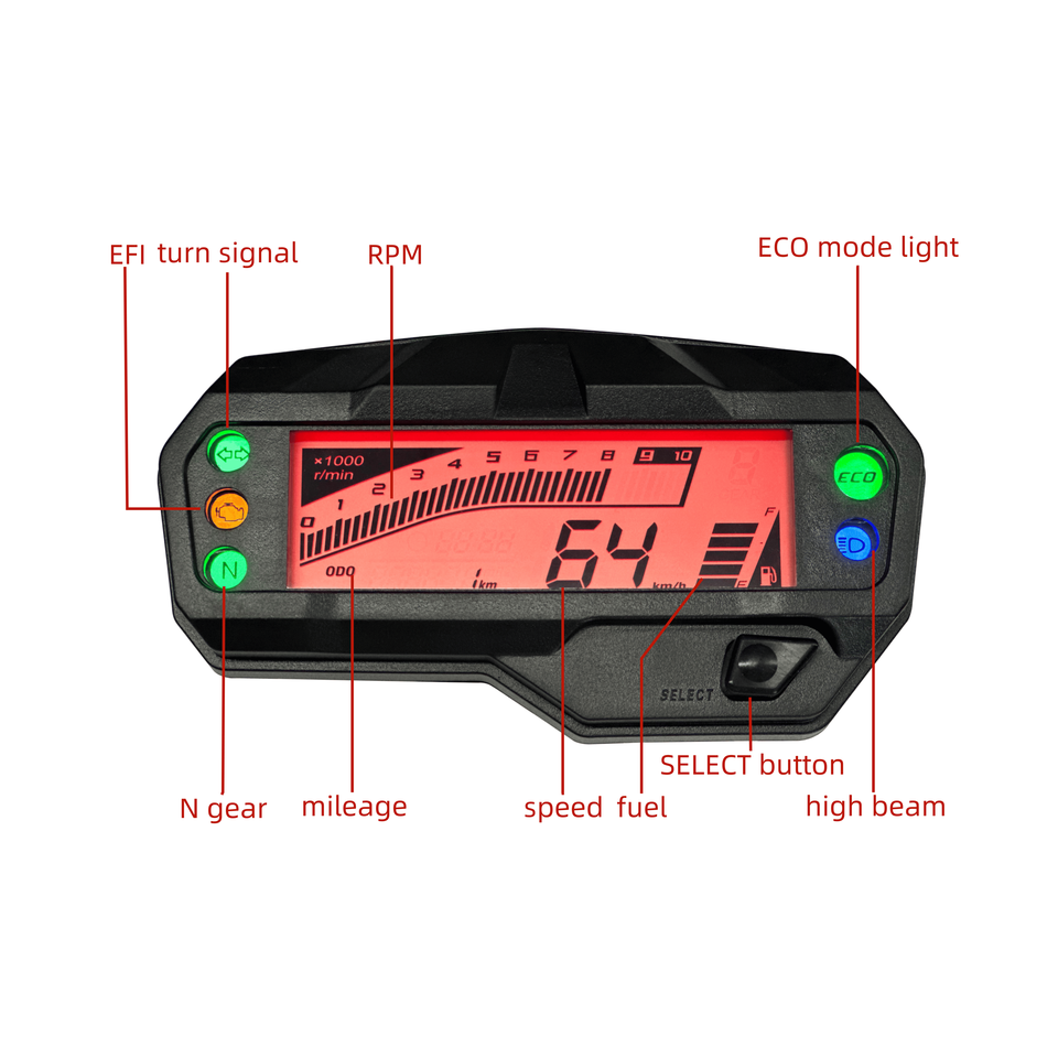 Bai Hang Motorcycle Smart Display LCD Instrument for FZ-S FI V2.0
