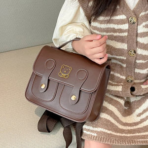 Mochila Vintage PU para niños, oso de dibujos animados, mochila escolar para niños y niñas, mochilas multifunción, bolsas de almacenamiento de aperitivos - Product Image 2