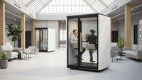 Cabine de bureau insonorisée moderne Comine, verre trempé 6 mm, espace de travail acoustique modulaire portable, coworking, bureau, école