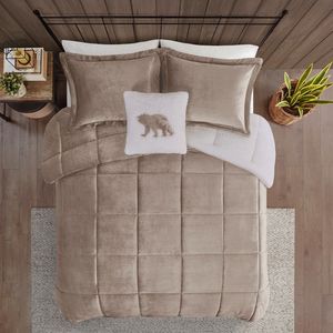 DB Plush <b>Quilted</b> Comforter Set Sherpa Alternative for All Seasons-Custom <b>Sizes</b> Single <b>Queen</b> King Double Polyester Cotton Bedding - Product Image 5