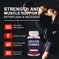 Bonbons Gommeux de Créatine Monohydrate Marque Blanche pour la Croissance Musculaire, Supplément Sportif pour Adultes Favorisant l'Équilibre Électrolytique, Poids 60 24