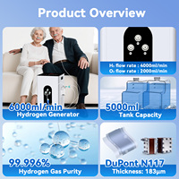 Électrolyseur à hydrogène de 6000 ml par minute, électrolyseur PEM, inhalateur, générateur d'hydrogène par inhalation, machine à hydrogène de 6000 ml