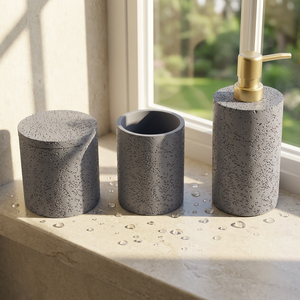 Set Moderno di Dispenser per Sapone Liquido <span class=keywords><strong>in</strong></span> <span class=keywords><strong>Resina</strong></span> di Lusso con Portasapone per Bagno e Regalo - Product Image 3