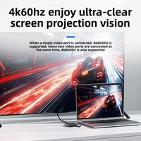Estación de acoplamiento de tres pantallas y 7 puertos Tipo-C con USB 2.0, 2 USB 3.2, Gigabit Ethernet y 4K60Hz para expansión de portátiles