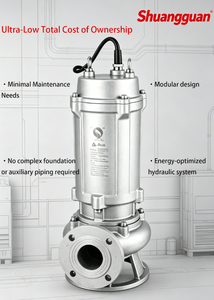 Pompa per Acque Reflue Internazionale Trifase 4'' DN WQ-QG 304 SS con Protezione da Sovraccarico Termico e Trituratore per Funzionamento Continuo 24/7 - Product Image 4