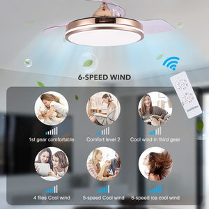 Modern Designer Home Decorative Retractable 3 ABS Invisible Blades Mute Bldc Led <strong>Ceiling</strong> <strong>Fan</strong> With Light and Remote