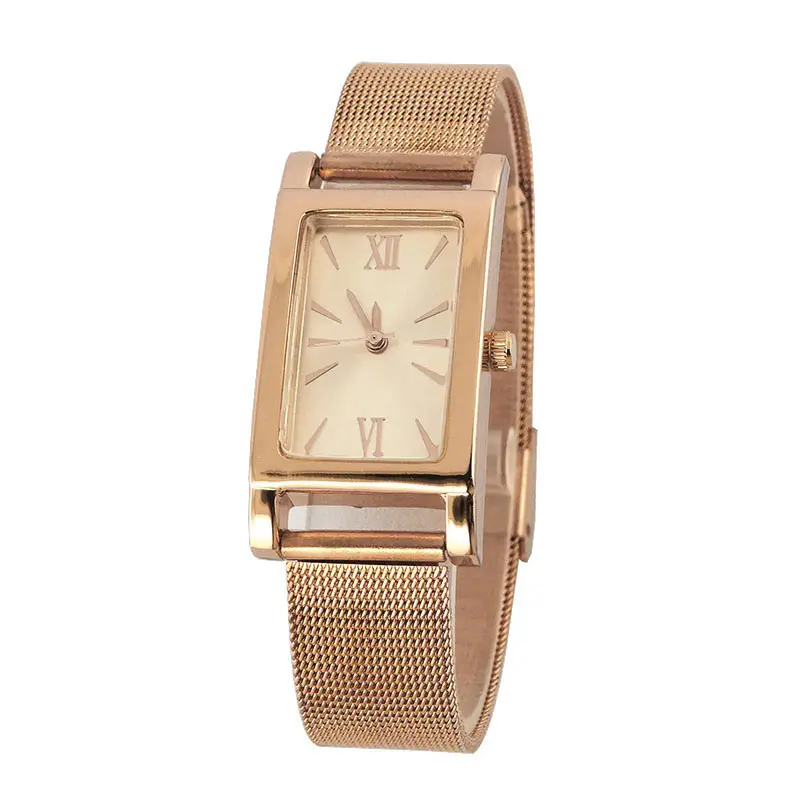 2022 Trending IPRG Alloy Case Stainless Steel Mesh Band Luxury Square Jewellery quartz watch with crystal bracelet Woman Watches