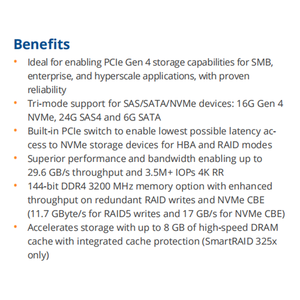 Contrôleur <span class=keywords><strong>RAID</strong></span> SmartRAID série 3200 3258P-32I 32 interne 3258UPC32IXS 8 Go DDR4/3200 MHz 128 bits - Product Image 4