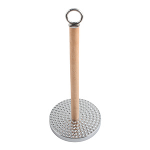 Wooden Rod <b>Circular</b> Base Modern Minimalist Design Stainless Steel Free Standing Toilet Paper Holder Stand - Product Image 3
