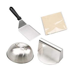 Accessoires de barbecue : Presse à burgers avec spatule de cuisson et racloir, couvercle de badigeonnage, kit de presse à smash burgers. - Product Image 1