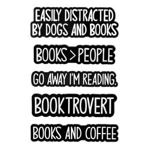 书虫名言卡通设计金属胸针套装，适合毕业和新年 - 锌合金书迷胸针 - Product Image 6