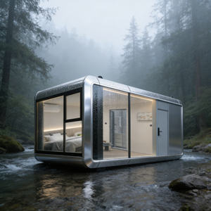 Индивидуальный Модульный Передвижной Водонепроницаемый Стальной Домик-Капсула Apple Cabin Pod Green Container класса Люкс с <span class=keywords><strong>2</strong></span>-<span class=keywords><strong>3</strong></span> Спальнями, Мини-Вилла, Отель, Офис - Product Image 1