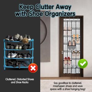 Over the Door <b>Shoe</b> Organizer 28 Pockets Five Layers Breathable Mesh Hanging Rack for Closet Storage with Stainless Steel <b>Hooks</b> - Product Image 4