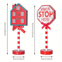 Panneau lumineux en bois « Santa Stop Here » pour Noël, fonctionnant à piles, lampe de table LED Pôle Nord, décoration de Noël pour la maison et le bureau