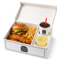 Impression personnalisée, écologique, biodégradable, recyclable, carton blanc de qualité alimentaire, restauration rapide, hamburger, frites, restaurant