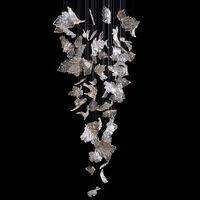 Nordic Light Luxury Villa Atmosphere High Living Room Art Modeling Leaves Glass Lighting