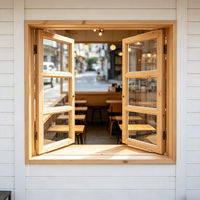 Ventana Abatible de Pino Macizo Estilo Chino, Doble Apertura, Madera Cruda sin Acabado, Decoración Interior, Resistente al Viento, Dimensiones Personalizadas para Apartamento