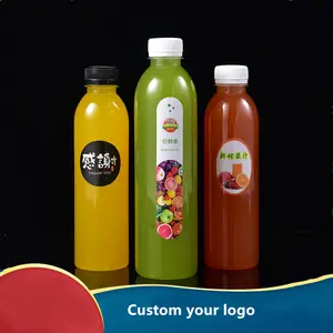 8oz 12oz 16oz Reusable Clear Disposable Plastic Juice Bottle Beverage Containers With Tamper Evident Lids