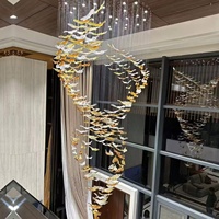 Luminaires suspendus longs en verre LED réglables pour hall d'hôtel, salle d'exposition, bureau de ventes, chambre modèle, escalier de villa à deux étages