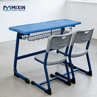 Table d'étude double moderne en ABS avec 2 chaises, ensemble bureau et chaise de classe premium, mobilier scolaire chinois, bureau double place