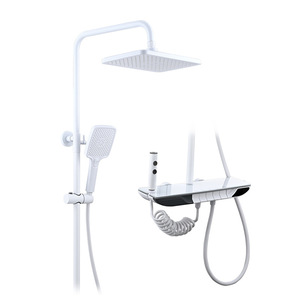White Thermostatic Rain Shower Set With Led Light And Handheld Spray For Bathroom Modern Design - Product Image 4