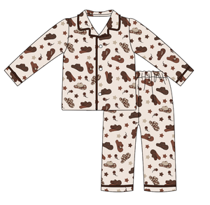 Pijamas Western para Niños Puresun, Algodón Orgánico con Certificación GOTS y CPC, Estampado de <span class=keywords><strong>Estrella</strong></span> y Sombrero de Vaquero, Ropa de Dormir para Niños, OEM - Product Image 4