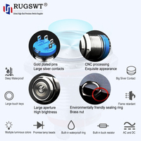 Bouton-poussoir momentané 19 mm, bouton-poussoir 12 volts, interrupteur marche/arrêt, LED tricolore pour l'industrie