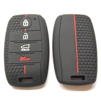 Funda de Silicona Antideslizante para Llave de Coche, Compatible con la Serie Hyundai, Llave Remota Plegable de 3 Botones con Decoración de Línea Roja