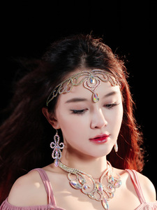 ที่คาดผมสำหรับการแสดงระบำหน้าท้องสไตล์โอเรียนทัล ดีไซน์แฟชั่นใหม่ล่าสุด ประดับด้วยเพชรพลอยและคริสตัลวิบวับ ยืดหยุ่นได้ เหมาะสำหรับผู้หญิง - Product Image 5