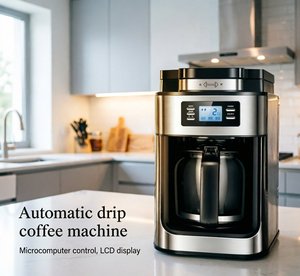 Machine à café à <span class=keywords><strong>filtre</strong></span> automatique avec moulin intégré, grande capacité 1,2 L, cafetière programmable 12 tasses avec <span class=keywords><strong>filtre</strong></span> en acier inoxydable, minuterie 24h, écran LCD - Product Image 2