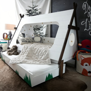 Solid <b>Pine</b> Wood Foldable Montessori Bunk <b>Bed</b> Frame for Kids for Modern Bedroom Living Room Farmhouse - Product Image 2