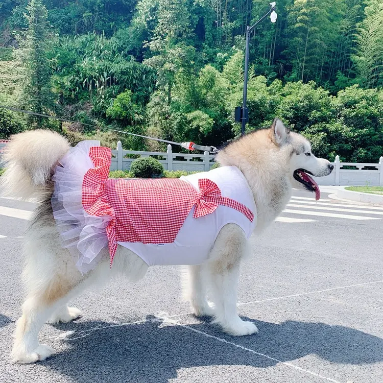 Classic Plaid Spring Summer Dog Skirt Allah Golden Retriever Large Dog Dress