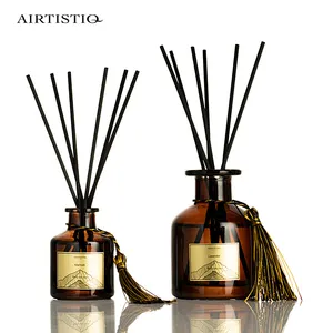 Wholesale Home Decor Fragrance Hotel 120ML Glass Bottle Oil Aroma Air Freshener Sticks Reed Diffuser with Packaging Box