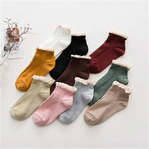 ถุงเท้าสั้นลูกไม้สำหรับผู้หญิงถุงเท้าแบบสั่งตัดด้านข้างดีไซน์ใหม่สำหรับ I-0207 - Product Image 1