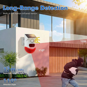 Sirène d'alarme solaire sans fil YAWE CT80D avec détecteur de mouvement PIR, 120 dB, télécommande, étanche, pour <span class=keywords><strong>extérieur</strong></span> - Product Image 4