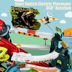 Samtoycn Escalada Eléctrica Volcán Deslizante Erupción Railcar Slot Car Vehicle Race Play Set Dinosaur Adventure con 8 Mini Cars - Product Image 3