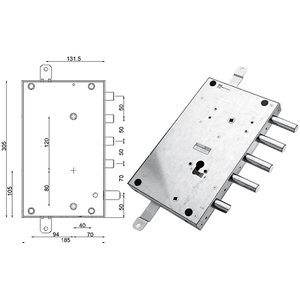 Serratura per Porta Blindata MOTTURA Stile Moderno, Interno/Esterno, Finitura in Acciaio Inox, Cilindro Europeo Destro, Made in Italy - Product Image 1